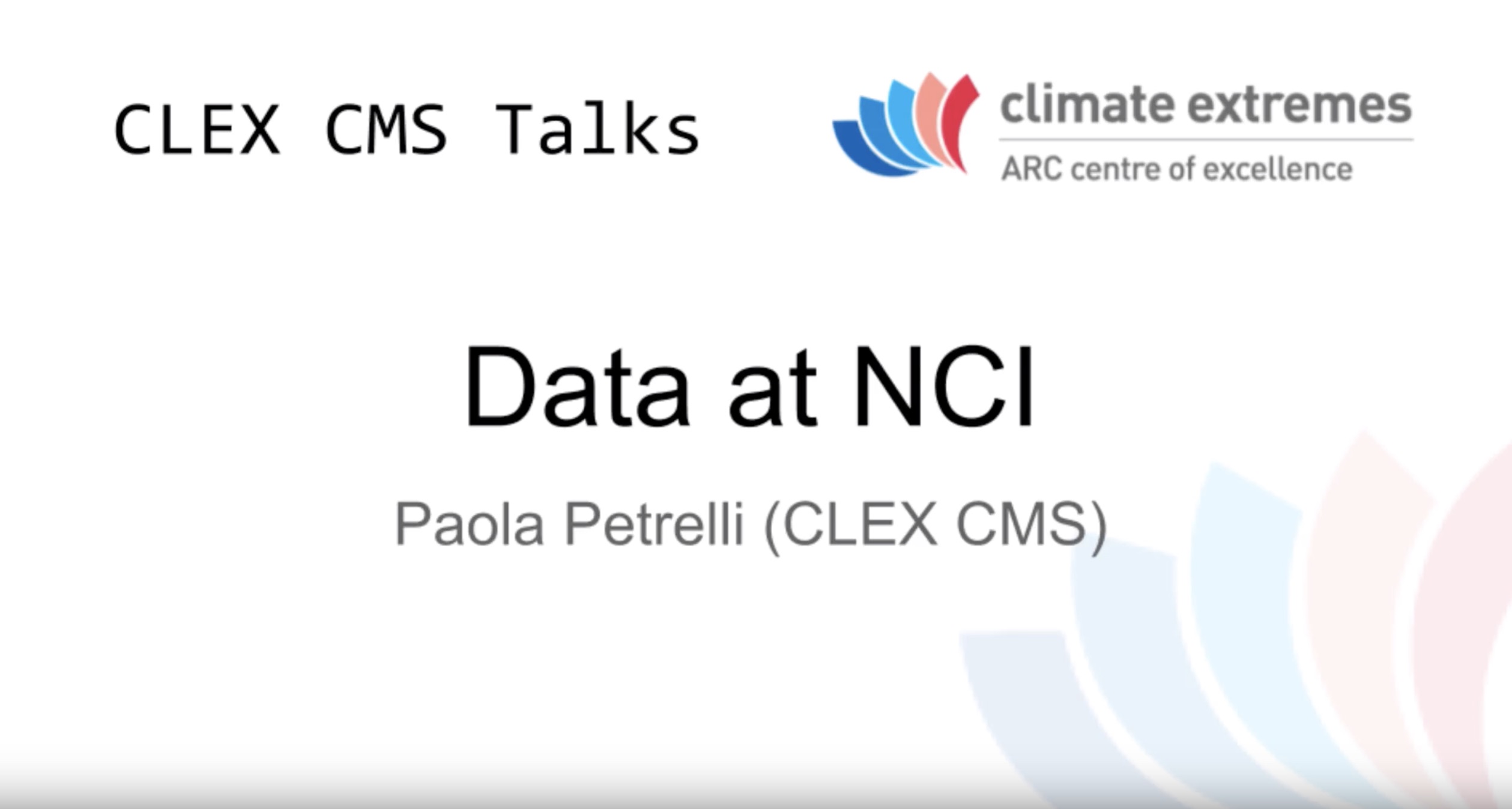 CMS talks: Data at NCI