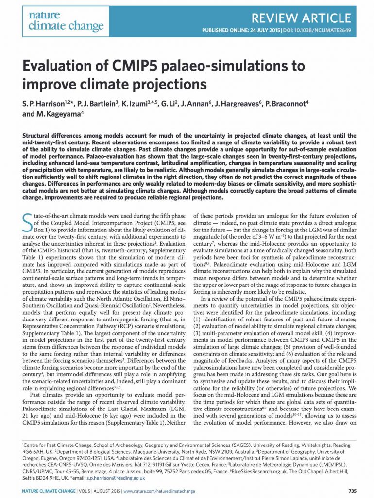 Evaluation of CMIP5 palaeo-simulations to improve climate projections