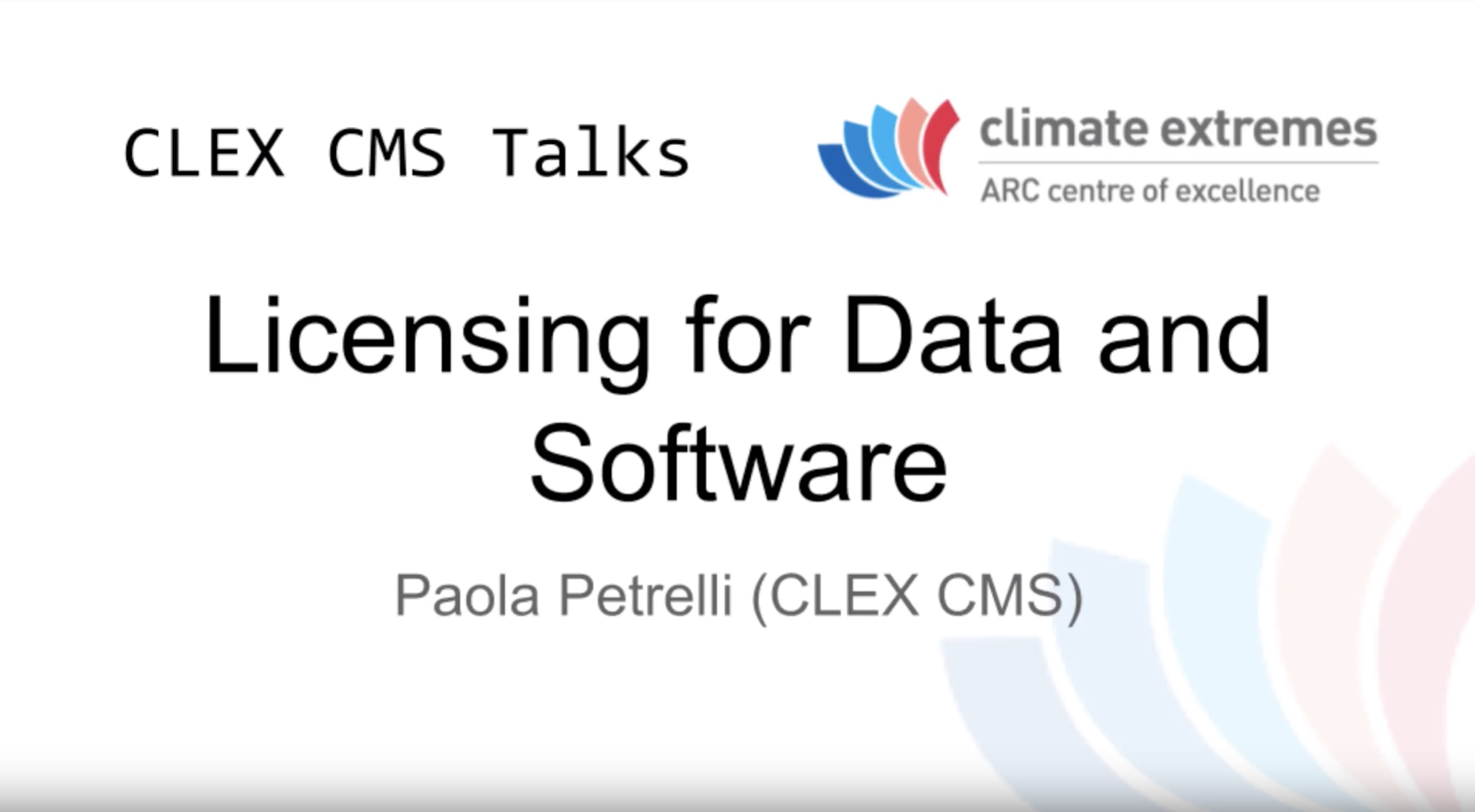 CMS talks: Licensing for data and software